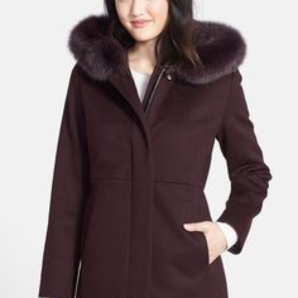 SACHI Jackets & Blazers - Sachi  Wool Blend Coat with Genuine Fox Fur Trim